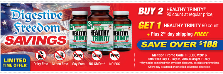 Buy two Healthy Trinity 90 ct bottles, get one Healthy Trinity 90 ct Free